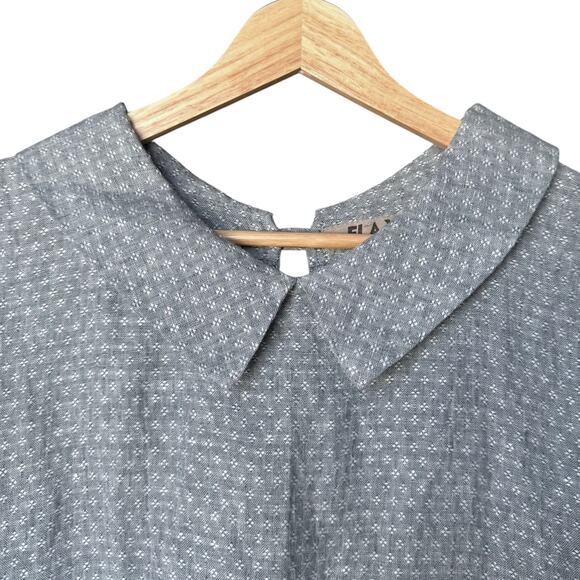 Flax Linen Oversized Boxy Fit Jacquard Peter Pan Collar Starlet Top Size S - Picture 2 of 6